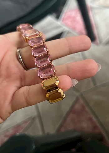 Swarovski orjinal Sekizgen kesim bileklik, Pembe, Pembe altın - Görsel 3
