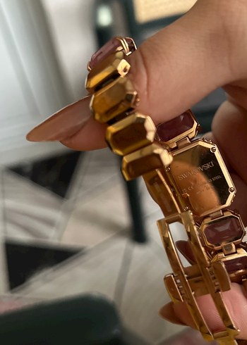 Swarovski orjinal Sekizgen kesim bileklik, Pembe, Pembe altın - Görsel 6