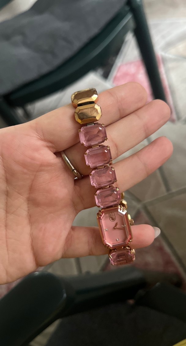 Swarovski orjinal Sekizgen kesim bileklik, Pembe, Pembe altın - Görsel 4