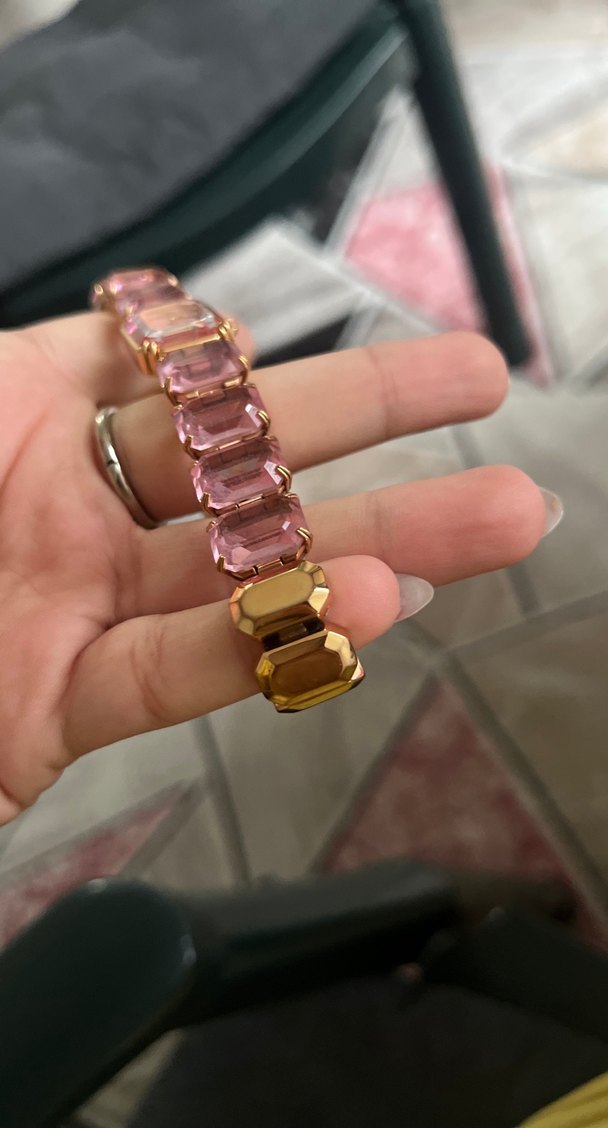 Swarovski orjinal Sekizgen kesim bileklik, Pembe, Pembe altın - Görsel 3