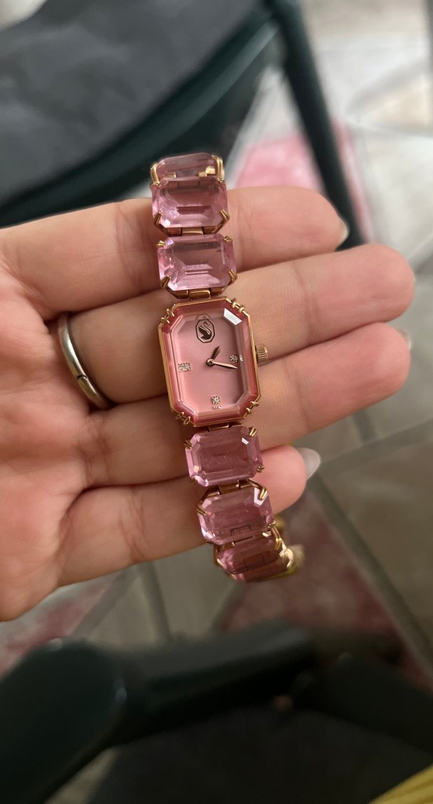 Swarovski orjinal Sekizgen kesim bileklik, Pembe, Pembe altın - Görsel 2
