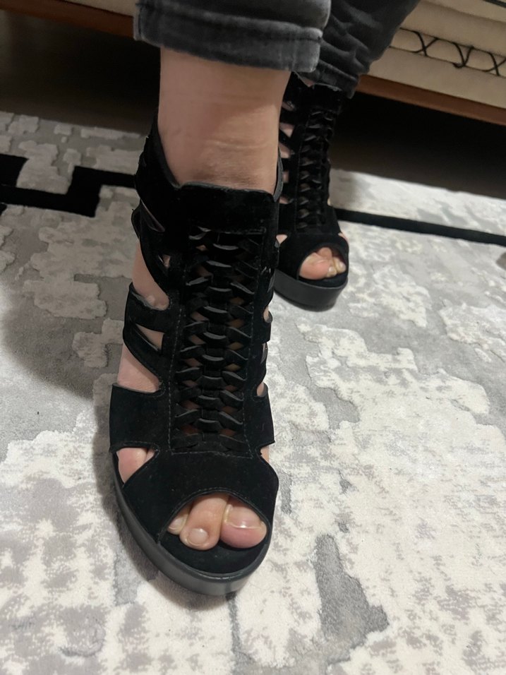 Siyah Bağcıklı Gotik Platform Topuklu Ayakkabı - Görsel 4