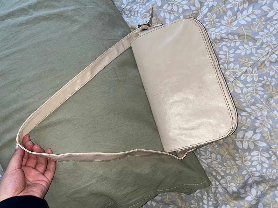 Bej Deri Kadın Omuz Çantası - Görsel 3