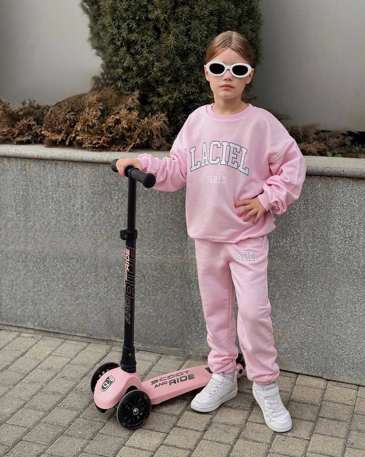 Pembe Slogan Detaylı Kız Eşofman Takımı - Görsel 2