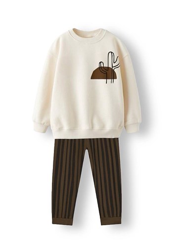 Erkek Çocuk Kahverengi Baskılı Sweatshirt - Görsel 3