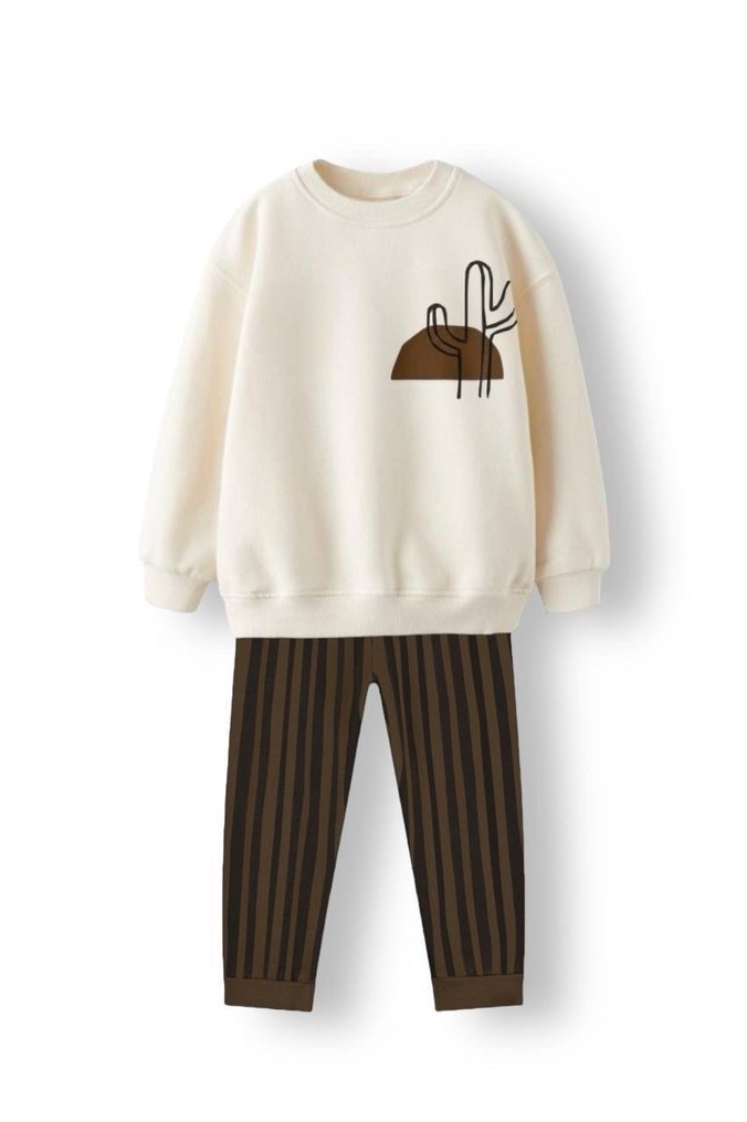 Erkek Çocuk Kahverengi Baskılı Sweatshirt - Görsel 3