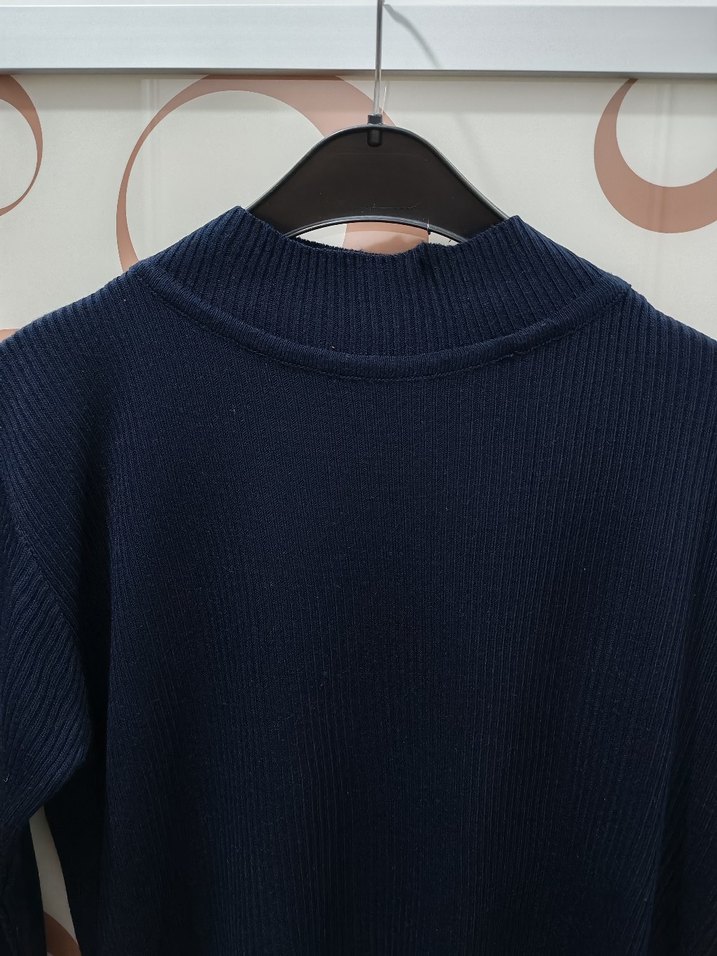 Lacivert Midi Triko Elbise - Görsel 2