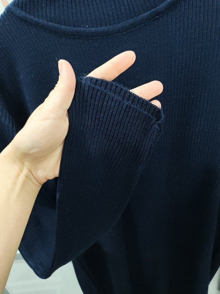 Lacivert Midi Triko Elbise - Görsel 3