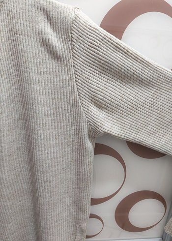 MİDİ BOY KREM TRİKO ELBİSE - Görsel 4