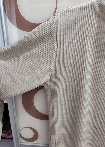 MİDİ BOY KREM TRİKO ELBİSE - Görsel 3