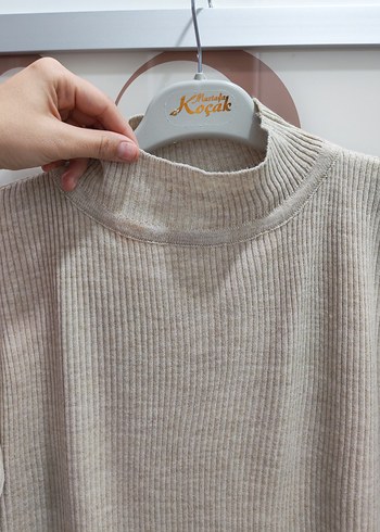 MİDİ BOY KREM TRİKO ELBİSE - Görsel 2