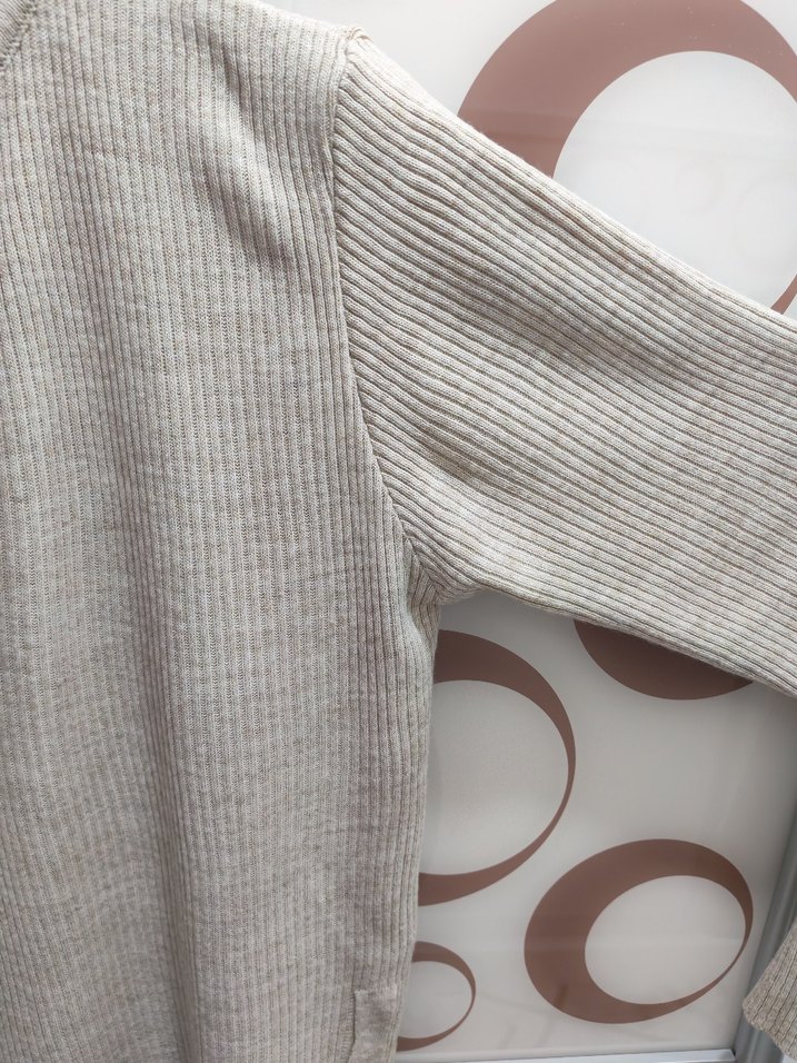 MİDİ BOY KREM TRİKO ELBİSE - Görsel 4