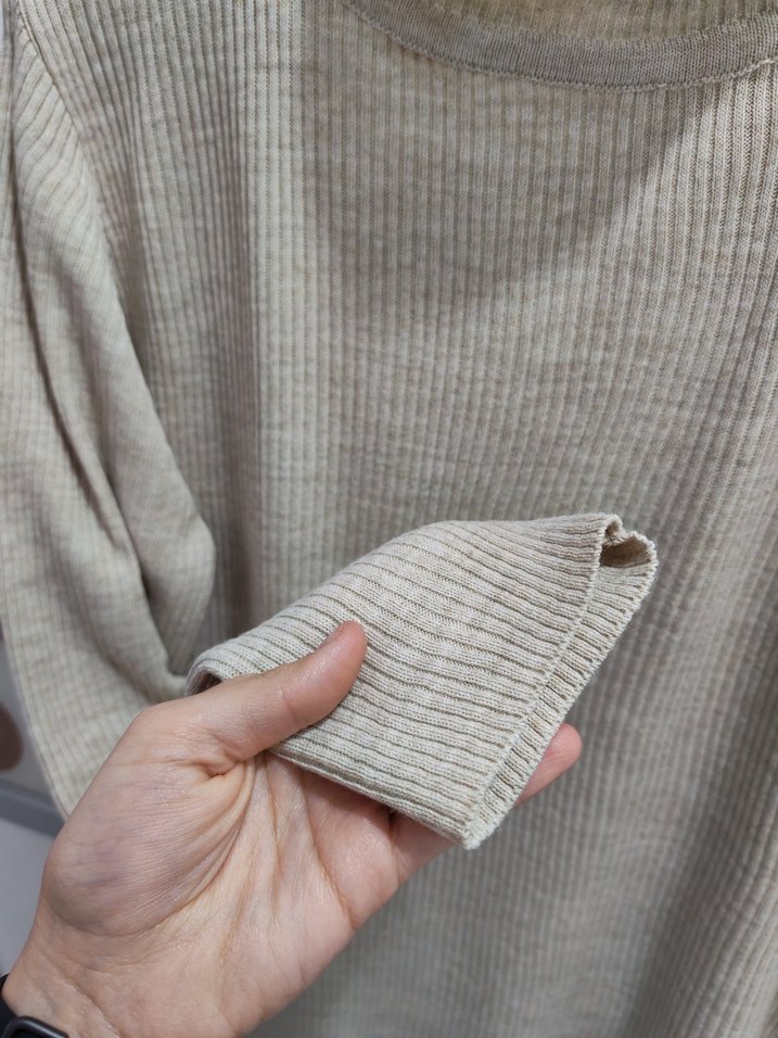 MİDİ BOY KREM TRİKO ELBİSE - Görsel 5