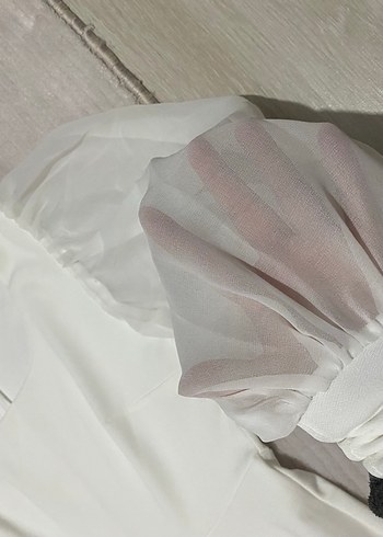 Beyaz Kadın Midi Boy Piliseli Elbise - Görsel 3