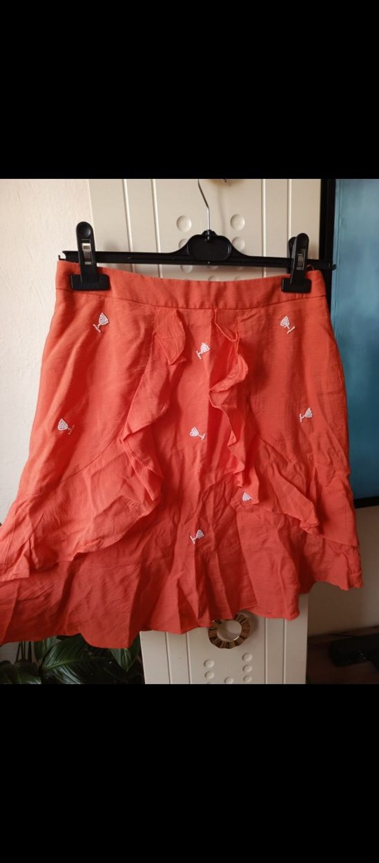 nar çiçeği rengi Mini Kadın etek - Görsel 4