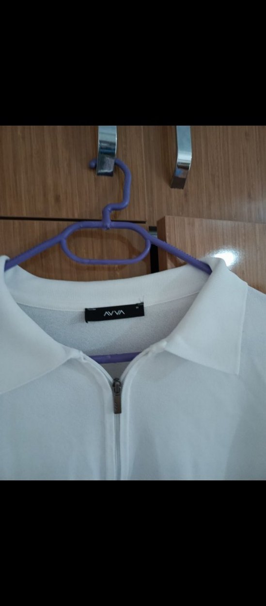 Erkek Beyaz Uzun Kollu Keten Polo Tişört - Görsel 2