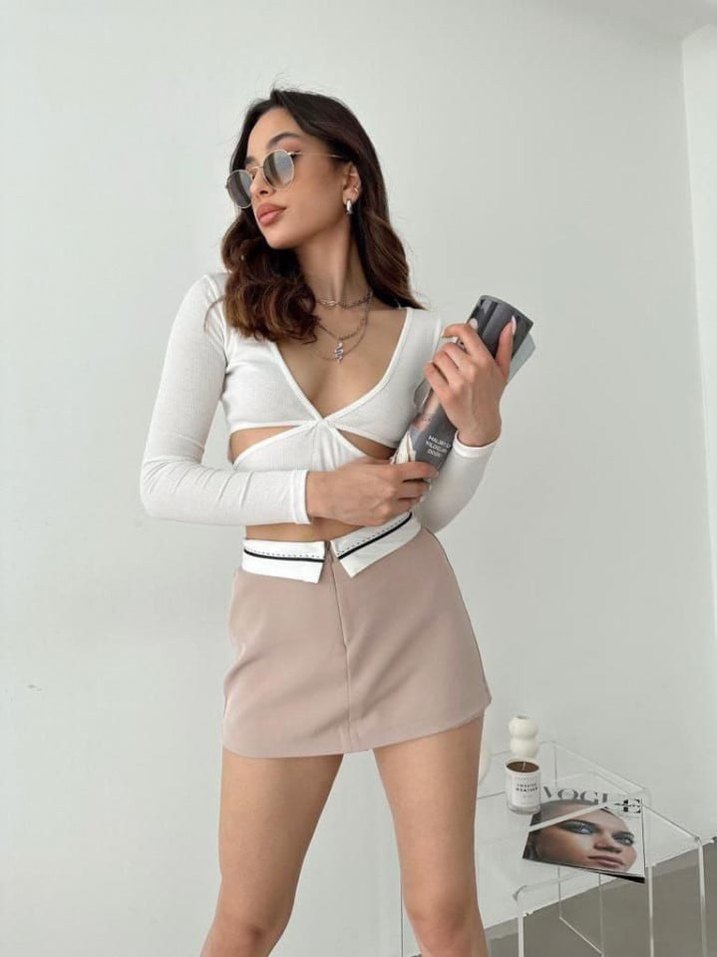 Bej şortlu etek - Görsel 3