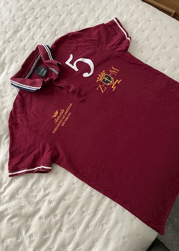 ZARA Bordo Kısa Kollu Polo Tişört - Görsel 3