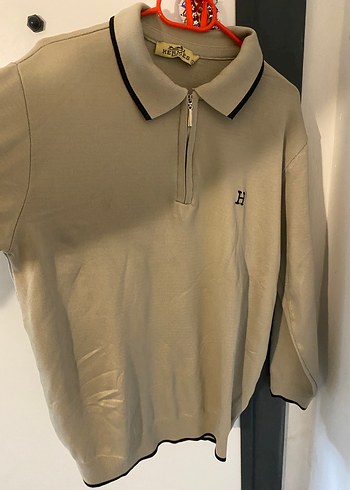 Bej Pamuklu Uzun Kollu Polo Tişört - Görsel 5