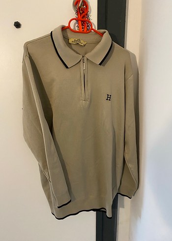 Bej Pamuklu Uzun Kollu Polo Tişört - Görsel 3