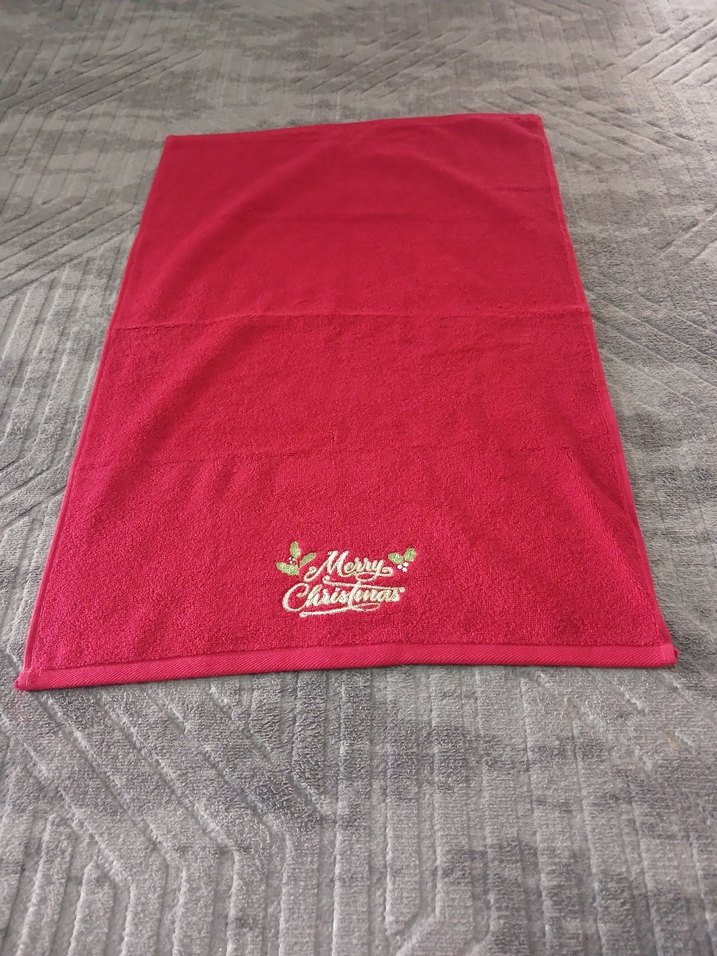 Bordo Baskılı Noel Havlusu - Görsel 3
