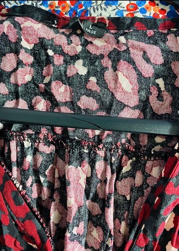 Renkli V Yakalı Uzun Kollu Bohem Elbise - Görsel 3