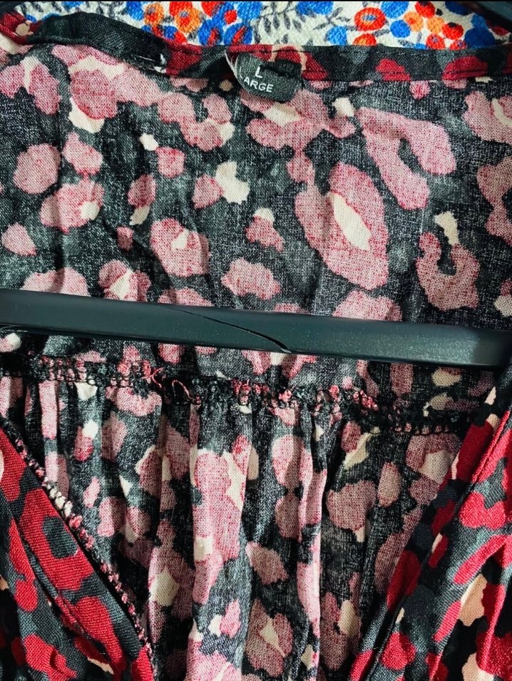 Renkli V Yakalı Uzun Kollu Bohem Elbise - Görsel 3