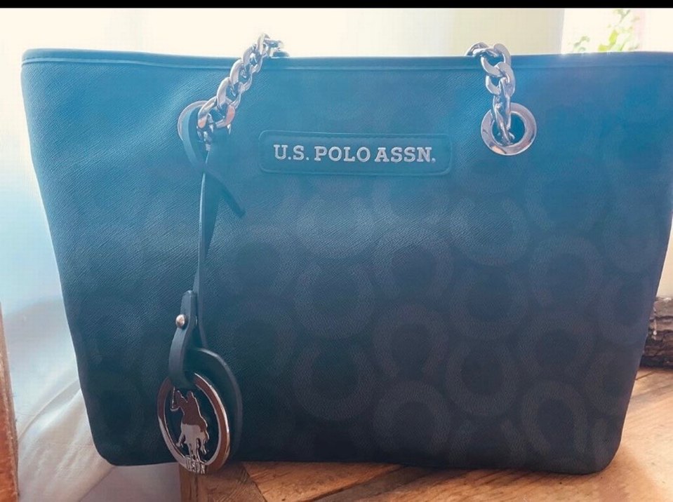 U.S. Polo Assn. Zincir Detaylı Siyah Deri Çanta - Görsel 4