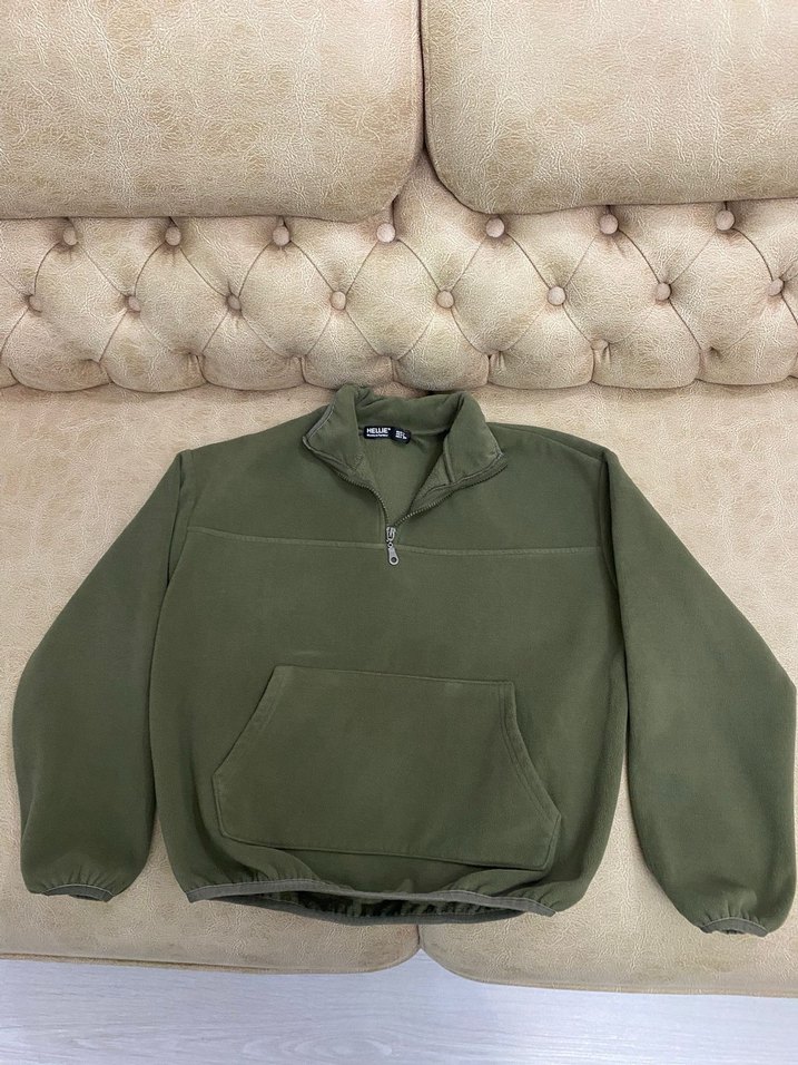 Kadın Haki Yarım Fermuarlı Polarlı Sweatshirt - Görsel 2