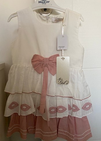 Kız Çocuk Kolsuz Beyaz Elbise Fırfırlı - Görsel 2