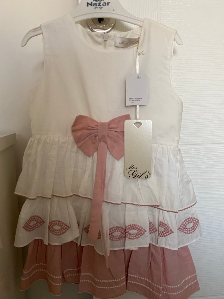 Kız Çocuk Kolsuz Beyaz Elbise Fırfırlı - Görsel 2