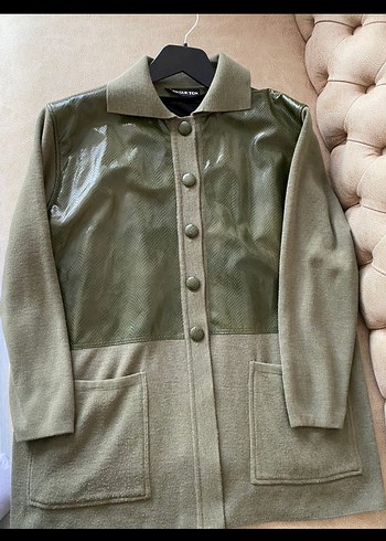 Hakiki deri Haki Yeşil Deri Kadın Ceket - Görsel 2