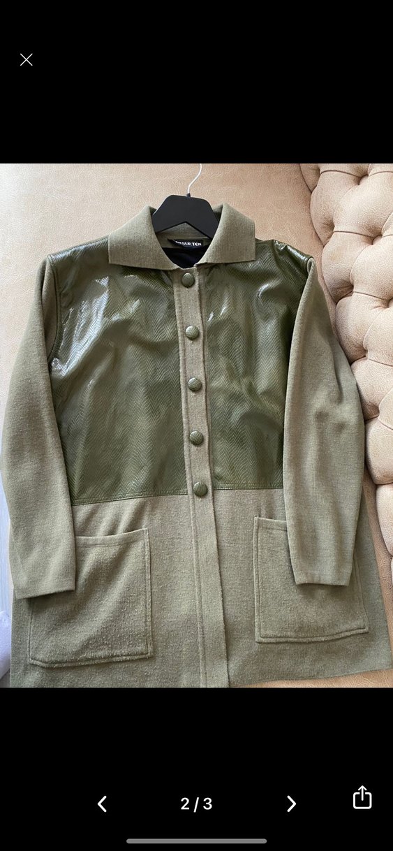 Hakiki deri Haki Yeşil Deri Kadın Ceket - Görsel 2