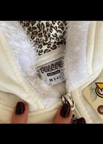 Kız Çocuk Beyaz Kapüşonlu Fermuarlı Sweatshirt Takımı - Görsel 5