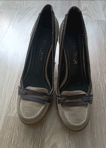 Bej Hakiki Süet Tokalı Kadın Stiletto - Görsel 2