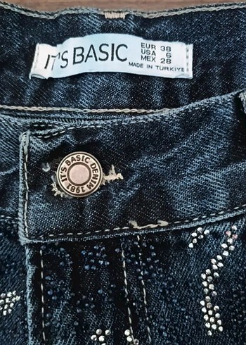 Kadın Lacivert Salaş Batik Desenli midi Kot Pantolon - Görsel 8