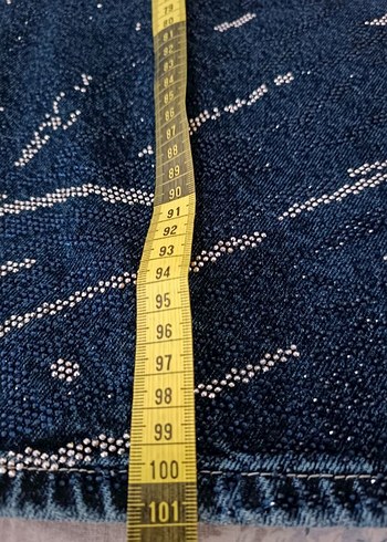 Kadın Lacivert Salaş Batik Desenli midi Kot Pantolon - Görsel 2