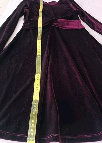 Bordo Bisiklet Yaka Uzun Kollu Kadife Gotik Elbise - Görsel 5