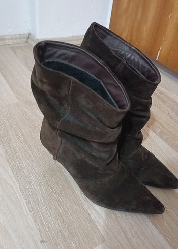 ANGELINA JONES CECİLE KADİN KAHVE GERCEK SÜET TOPUKLU BOT - Görsel 3