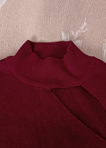 Bordo Midi Kadın Triko Elbise - Görsel 6