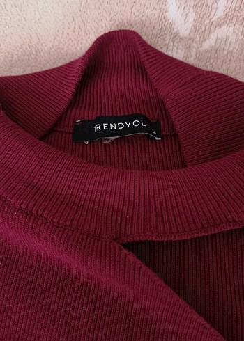 Bordo Midi Kadın Triko Elbise - Görsel 5