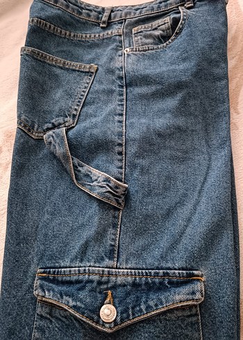 Kadın Mavi Rahat Kesim Kot Pantolon - Görsel 7