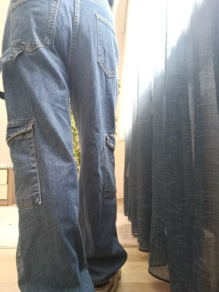 Kadın Mavi Rahat Kesim Kot Pantolon - Görsel 4