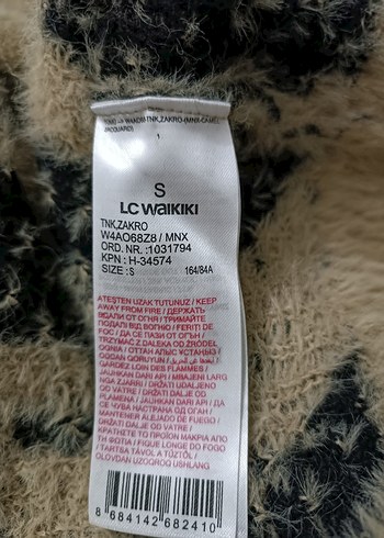 Boğazlı Bej Zebra Desenli Örgü Kadın Kazak - Görsel 3