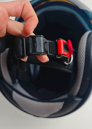 Beyaz Seramik Biker Kaskı Velcro Bantlı - Görsel 5