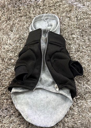 Gri Kapüşonlu Kürklü Sokak Stili Köpek Kıyafeti beden S - Görsel 3