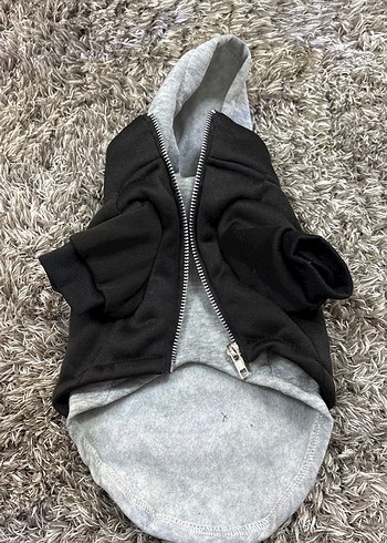 Gri Kapüşonlu Kürklü Sokak Stili Köpek Kıyafeti beden S - Görsel 2