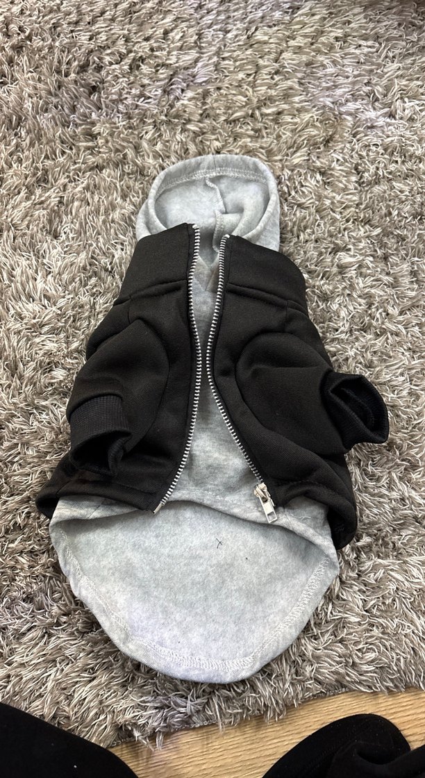 Gri Kapüşonlu Kürklü Sokak Stili Köpek Kıyafeti beden S - Görsel 3