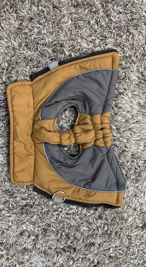 Gri Biker Tarzı Kürklü Köpek Montu - Görsel 3