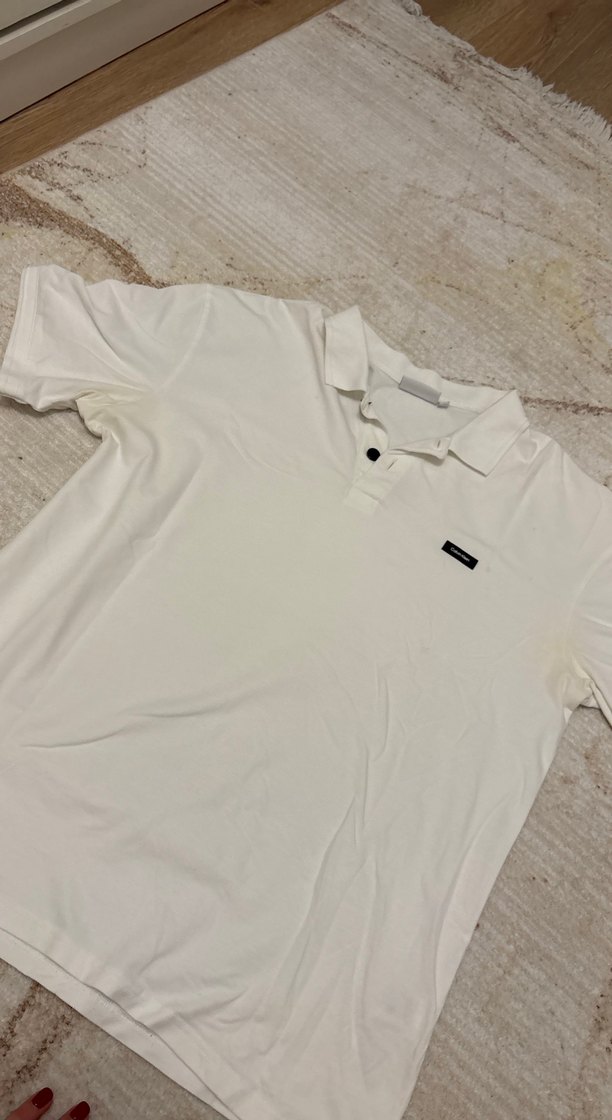 Erkek Beyaz Pamuklu Polo Tişört - Görsel 4